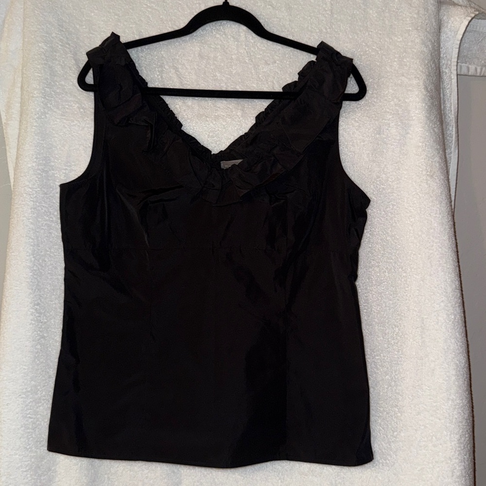 Ann Taylor Black Ruffle Detail Top